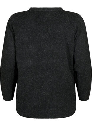 Melanzowy pulower z dekoltem w szpic, Dark Grey Melange, Packshot image number 1
