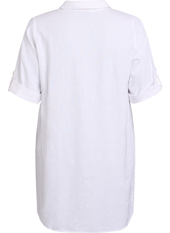 Tunika z lnu i wiskozy w ksztalcie litery A, Biały, Packshot image number 1