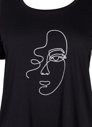 Bawelniana koszulka z mikowym nadrukiem, Black Shimmer Face, Packshot image number 2