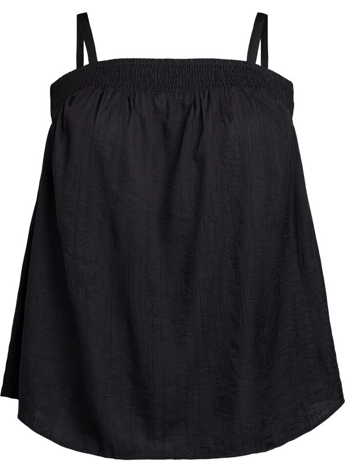 Wiskozowy top z waskimi ramiaczkami, Czarne, Packshot image number 0