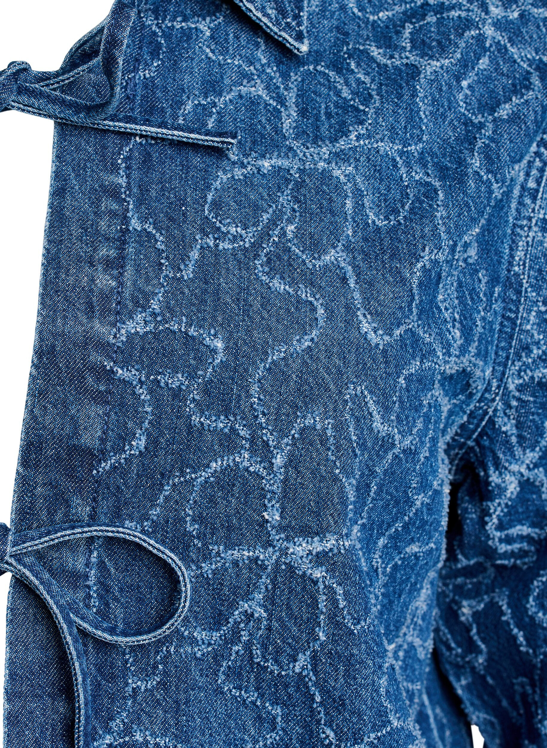Zizzi Zawiazywana kurtka jeansowa z kieszeniami, Blue Denim Destroy, Packshot image number 2