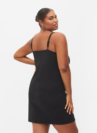 Dopasowana sukienka ze sznurowaniem, Black, Model image number 1