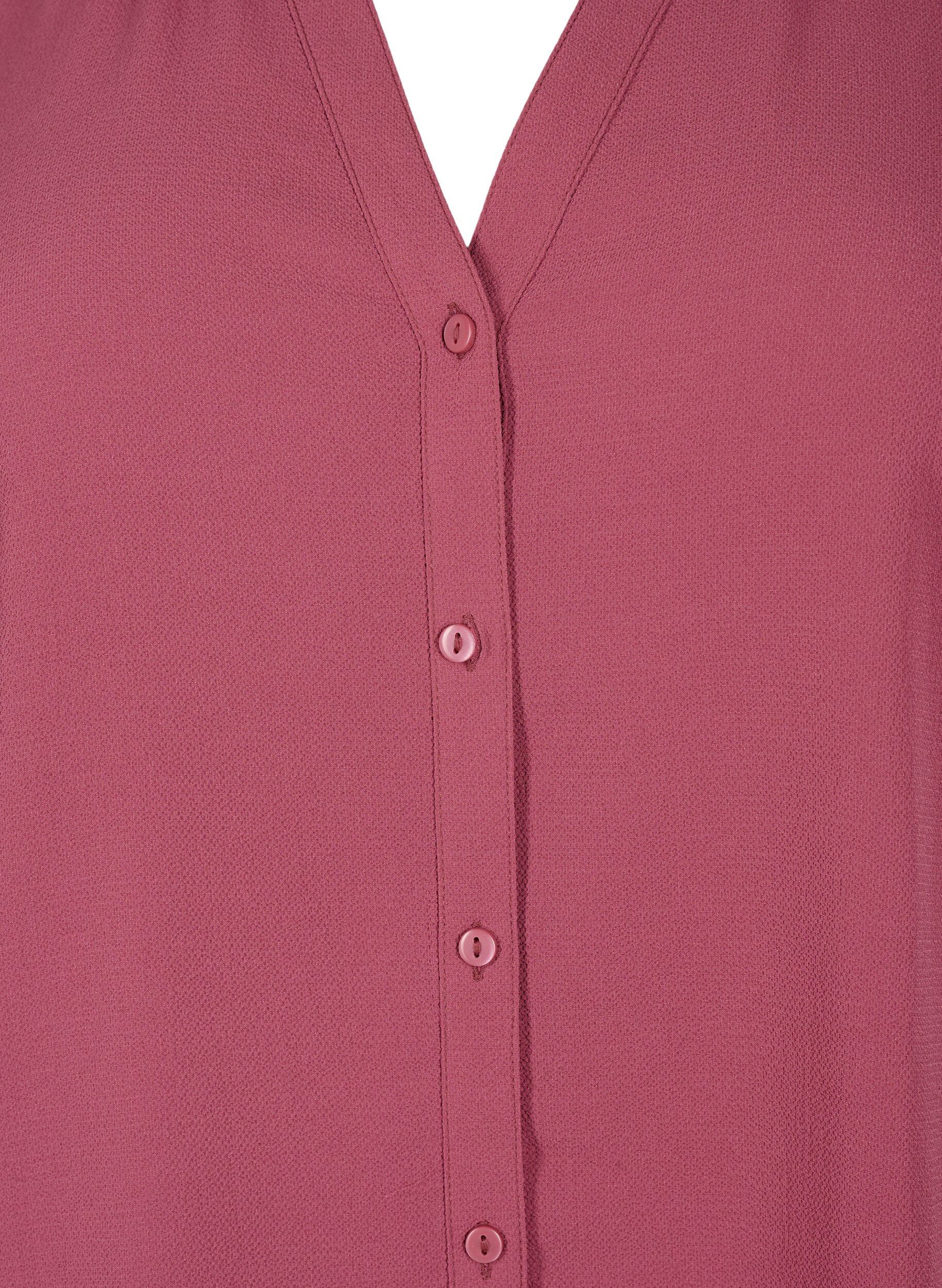 Zizzi Bluzka koszulowa z rekawami 3/4 i kolnierzem z falbanami, Dry Rose, Packshot image number 2