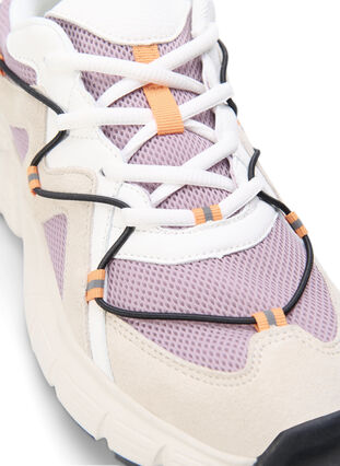 Szerokie sneakersy ze sznurówkami w kontrastowym kolorze, Elderberry, Packshot image number 3