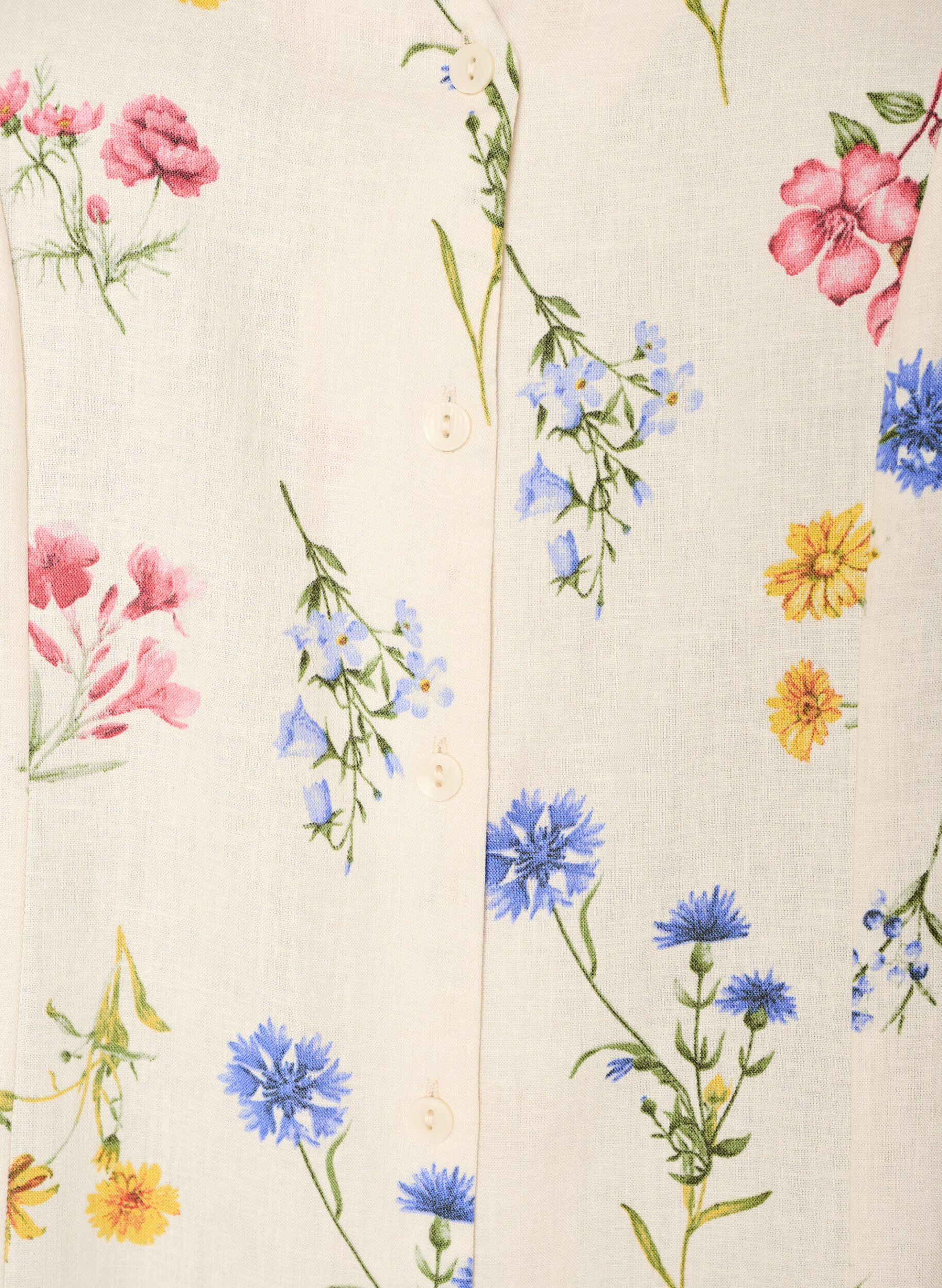 Zizzi Sukienka midi z lnu i wiskozy z falbankami na rekawach, Beżowy, Packshot image number 2