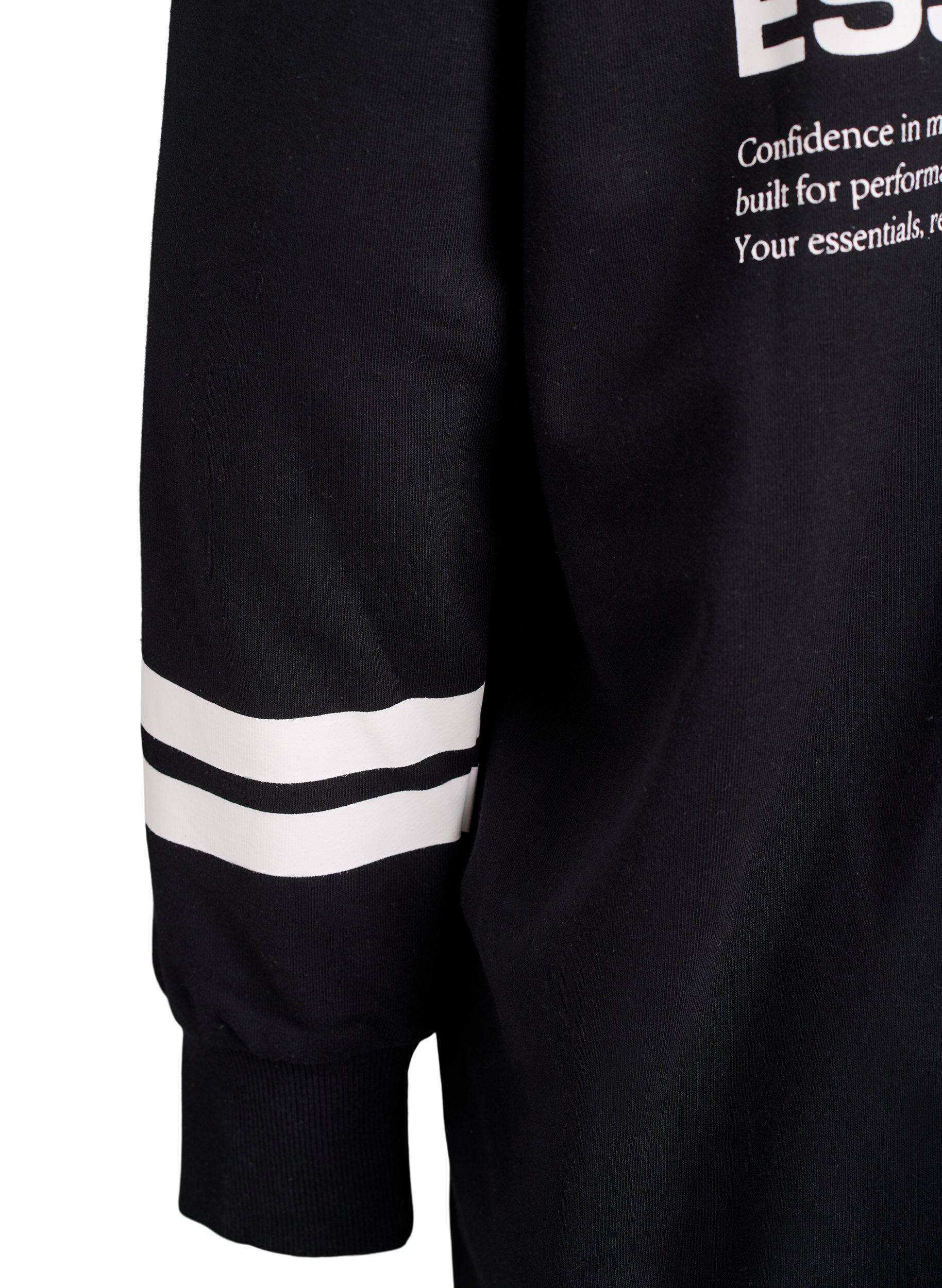 Zizzi Dlugi kardigan dresowy z nadrukowanymi detalami, Czarne, Packshot image number 4