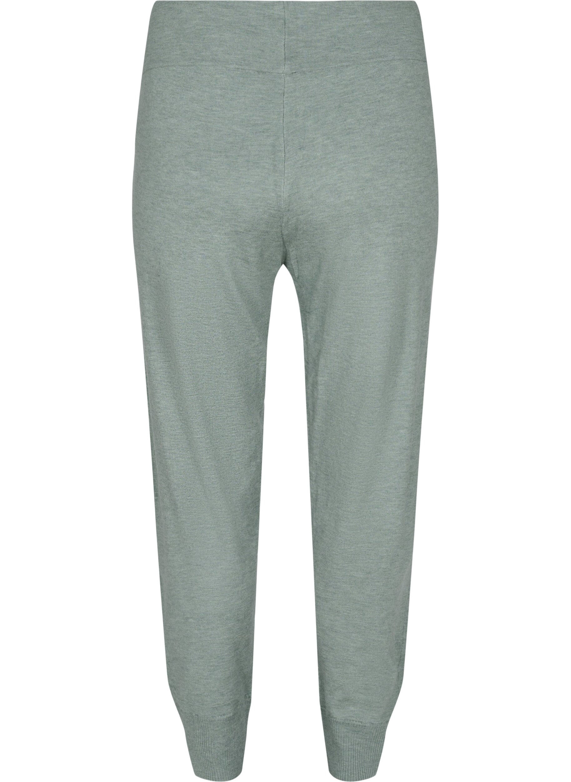 Zizzi Marled knitted trousers a ribbed structure, Chinois Green Mel, Packshot image number 1