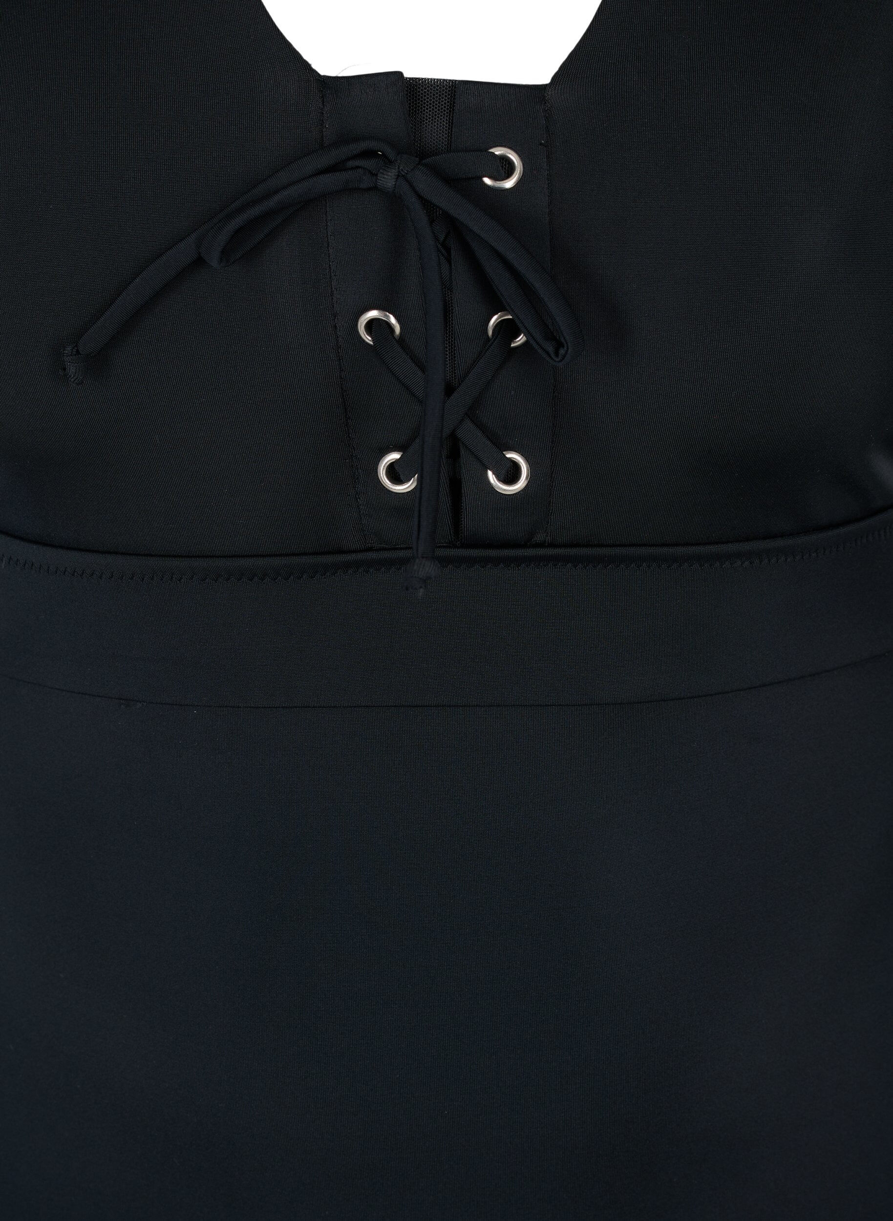 Zizzi Bathing suit with drawstring detail, Black, Packshot image number 2