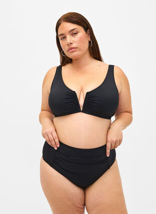 Góra od bikini z fiszbina w szpic i wyjmowanymi wkladkami, Black, Model image number 2
