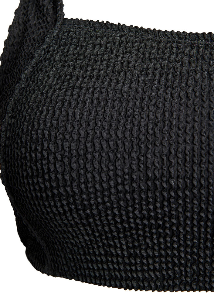 Góra od bikini z krepy z regulowanymi ramiaczkami, Czarne, Packshot image number 2