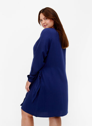 Kopertowa sukienka z wiskozy z dlugimi rekawami, Medieval Blue, Model image number 1