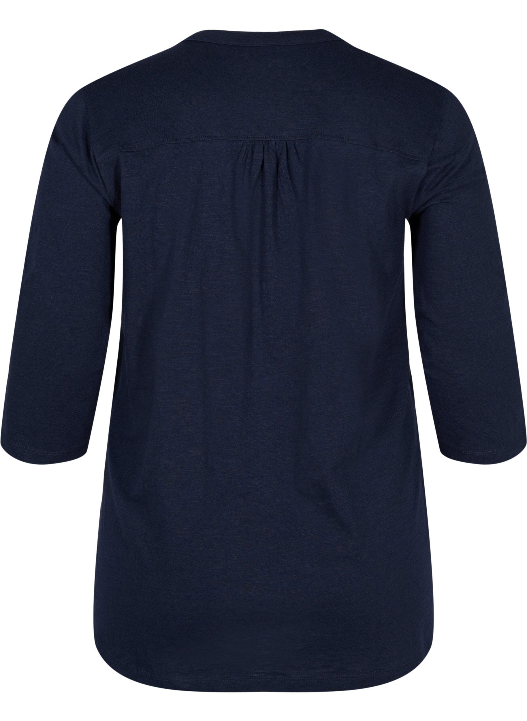 Zizzi Cotton blouse with 3/4 sleeves, Night Sky, Packshot image number 1