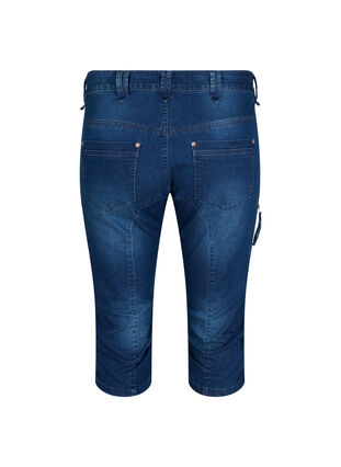 Waskie jeansy capri z kieszeniami, Dark blue denim, Packshot image number 1