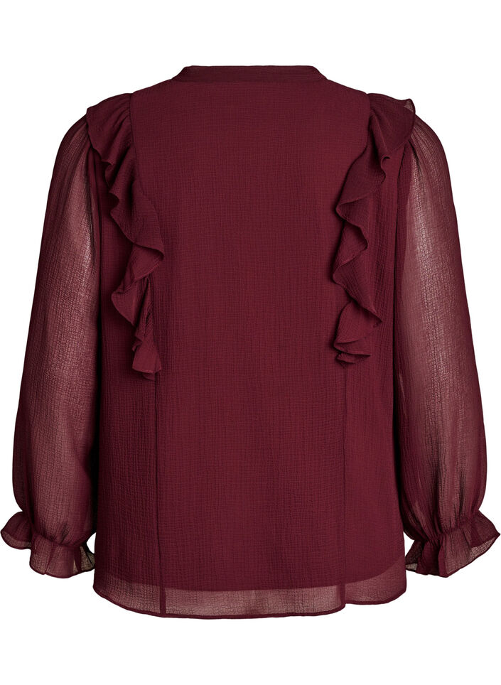 Lekka bluzka z falbankami i wiazaniami, Czerwony, Packshot image number 1