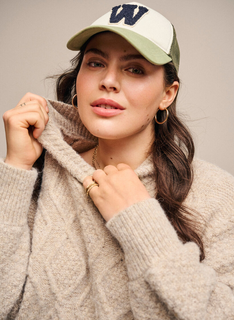 Wzorzysty sweter z dzianiny z golfem, Simply Taupe Mel., Image image number 0