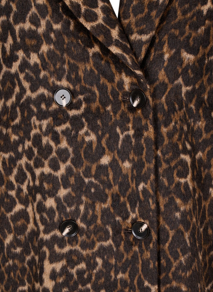 Plaszcz w panterke z dwurzedowym zapieciem na guziki, Brązowy, Packshot image number 2