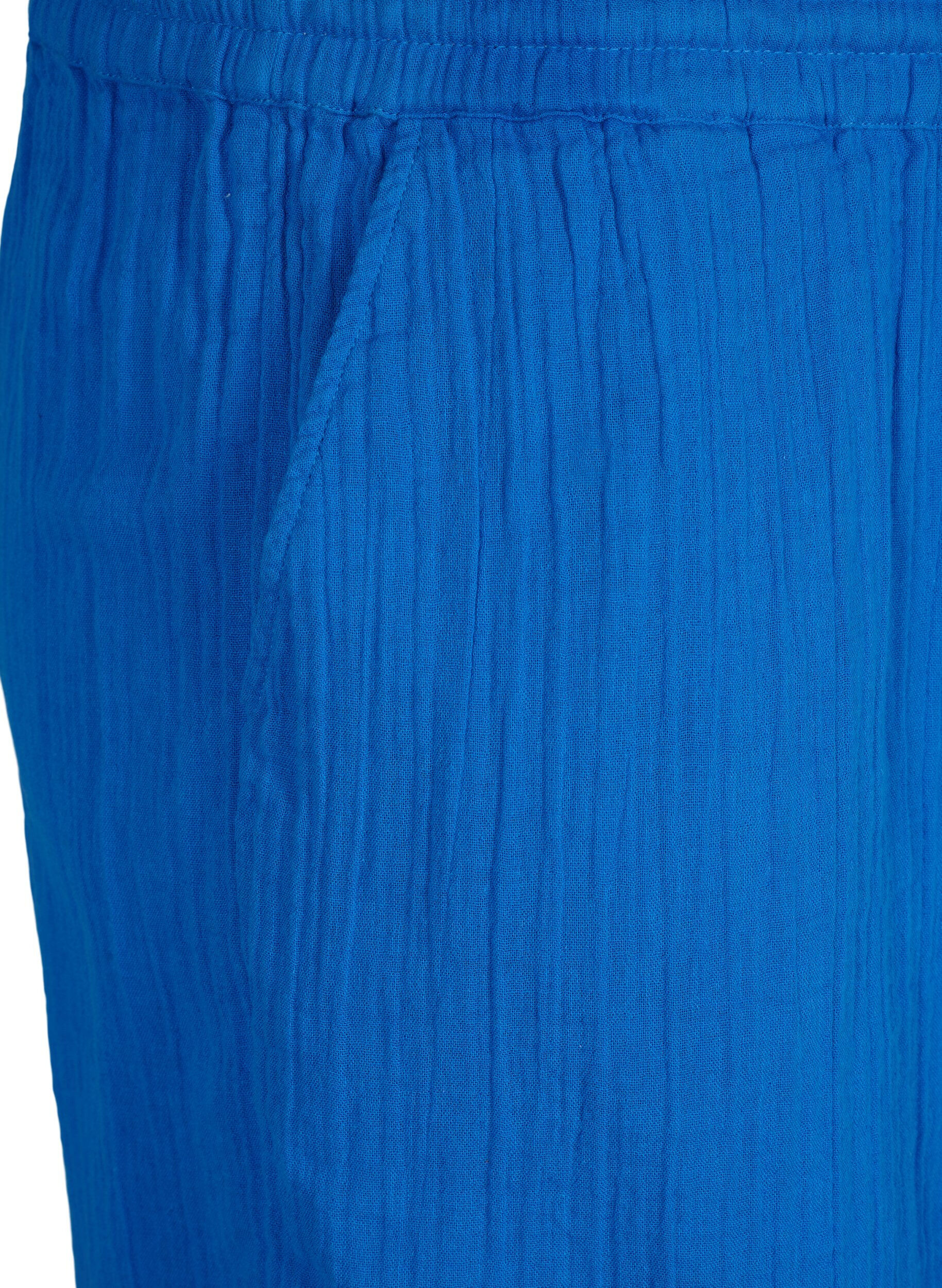 Zizzi Szorty z bawelnianego muslinu z kieszeniami, Victoria blue, Packshot image number 2