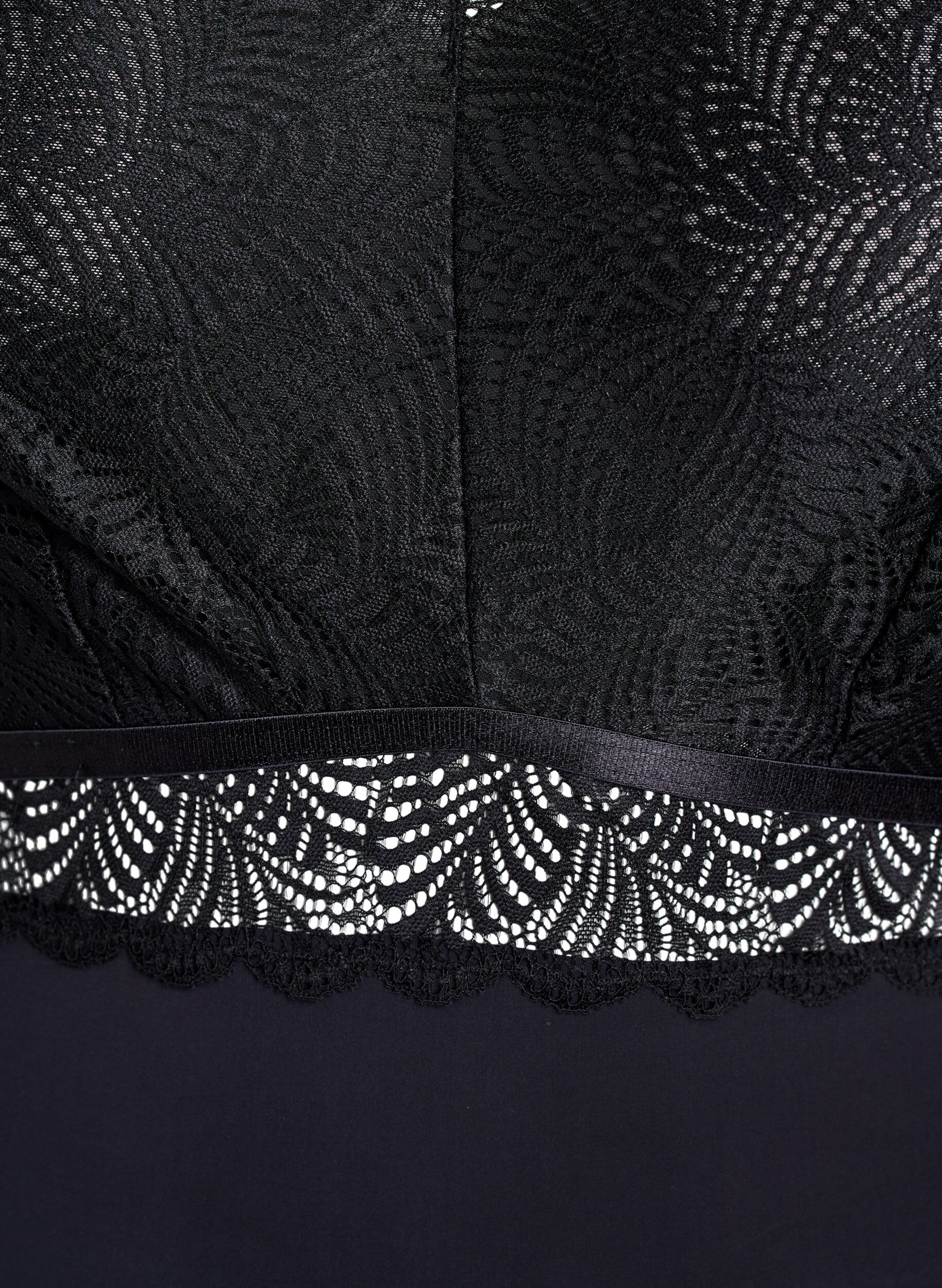 Zizzi Body z koronka i kr&oacute;tkim rekawem, Czarne, Packshot image number 2