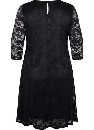 Koronkowa sukienka z rekawem 3/4, Black, Packshot image number 1