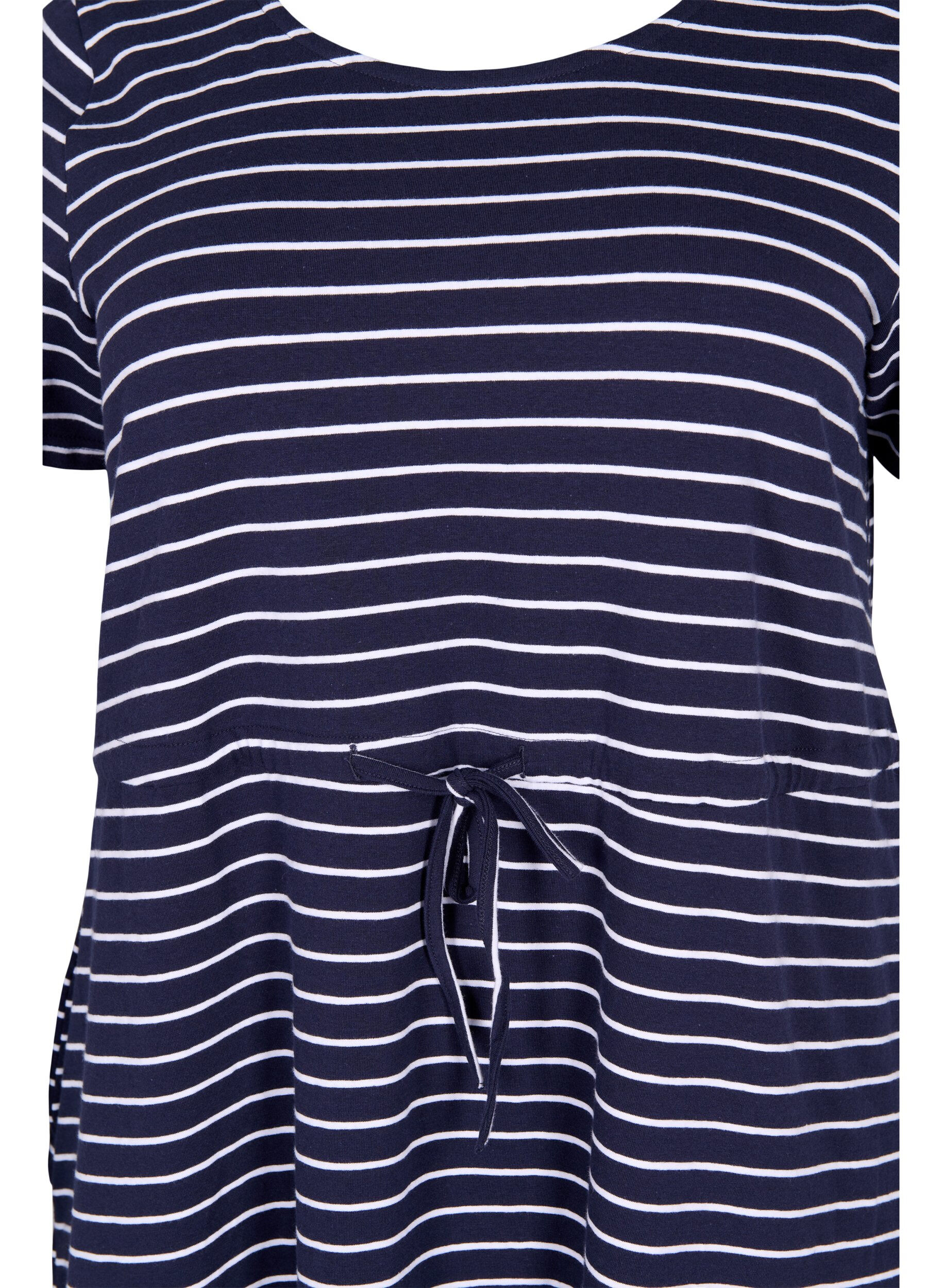 Zizzi Striped tunic in cotton with short sleeves, Night Sky Stripe, Packshot image number 2