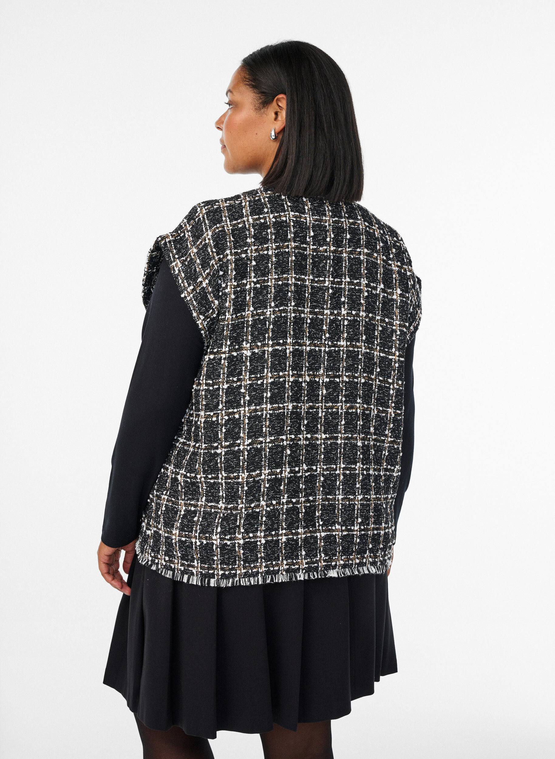 Zizzi Kamizelka w kratke z ozdobnymi guzikami, Czarne, Model image number 2