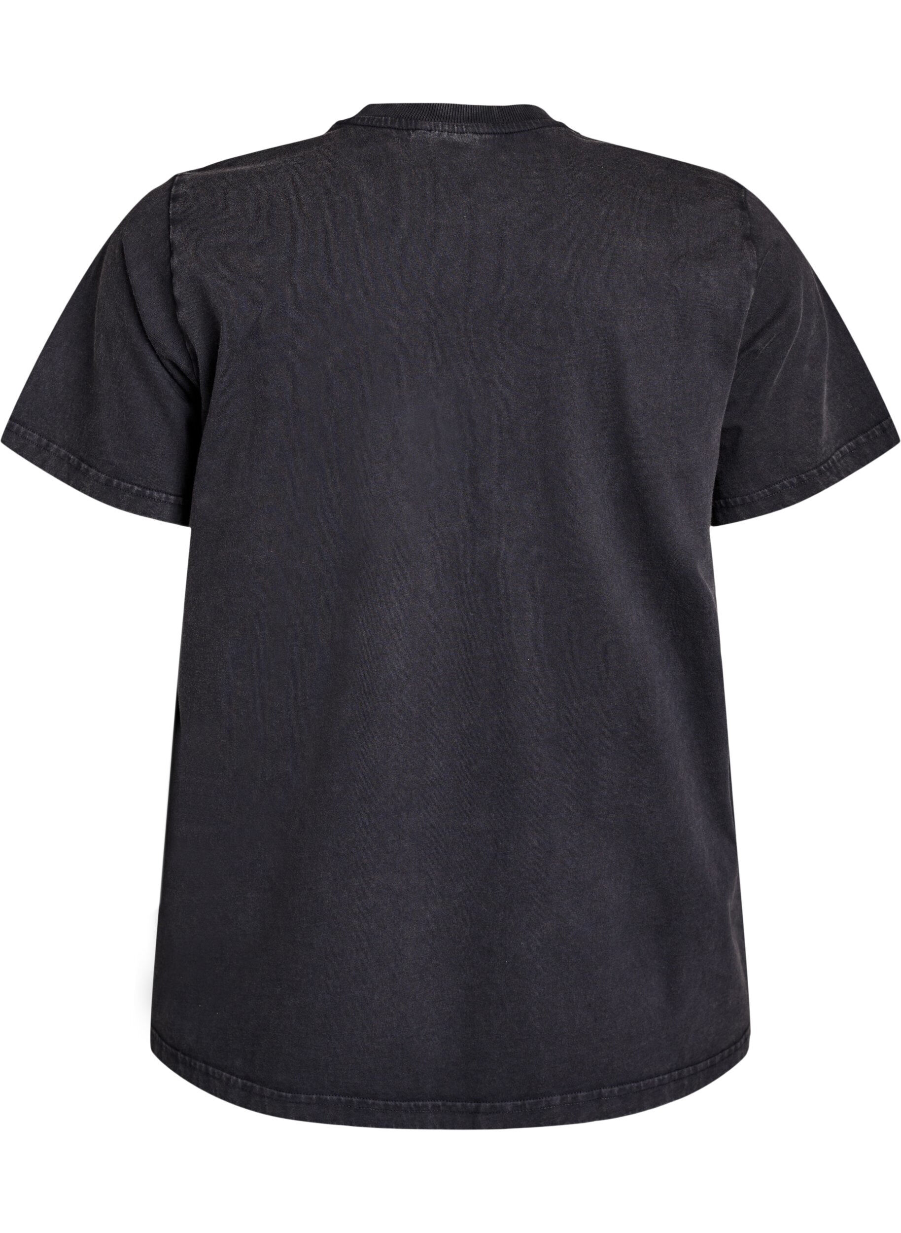 Zizzi T-shirt z nadrukiem misia i spranym wygladem, Szary, Packshot image number 1