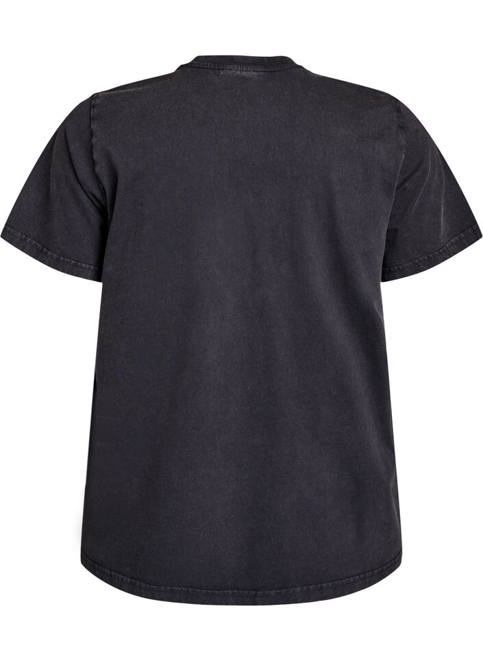 T-shirt z nadrukiem misia i spranym wygladem, Szary, Packshot image number 1