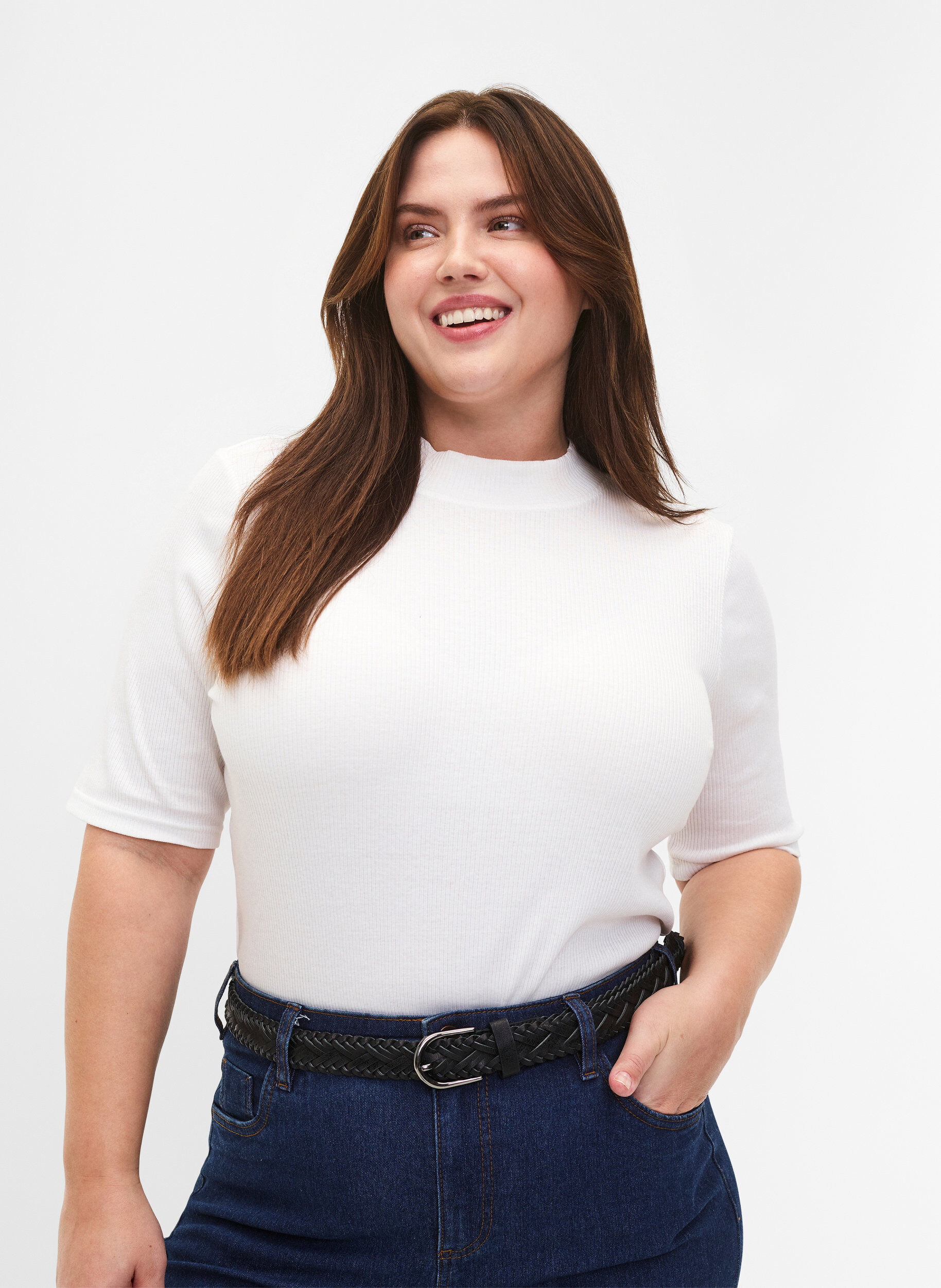 Zizzi Pleciony pasek, Black, Model image number 0