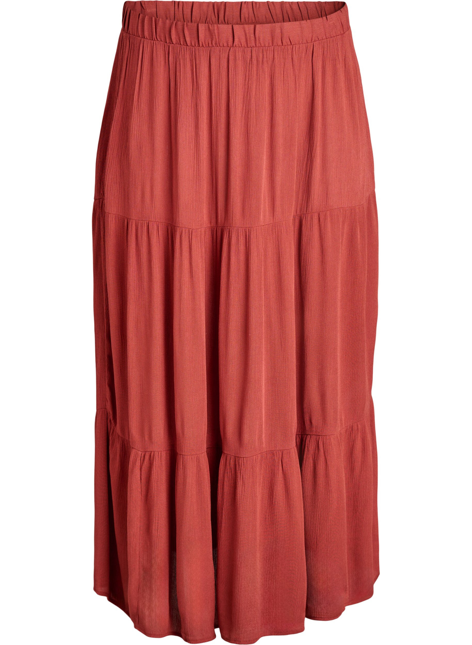 Zizzi Dluga sp&oacute;dnica z gumka w pasie, Czerwony, Packshot image number 0