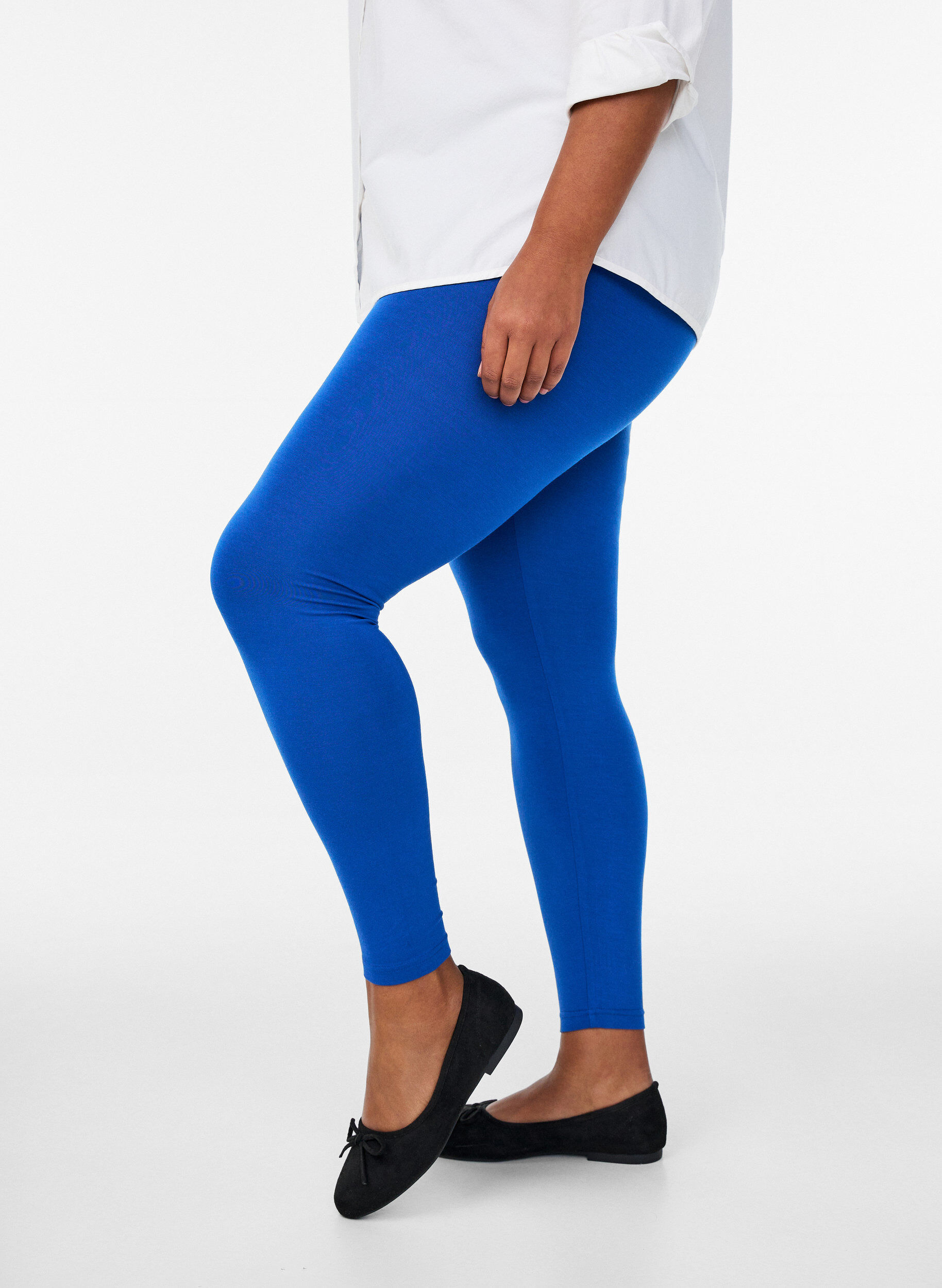 Legginsy z wiskozy w stylu basic, Niebieskie, Model