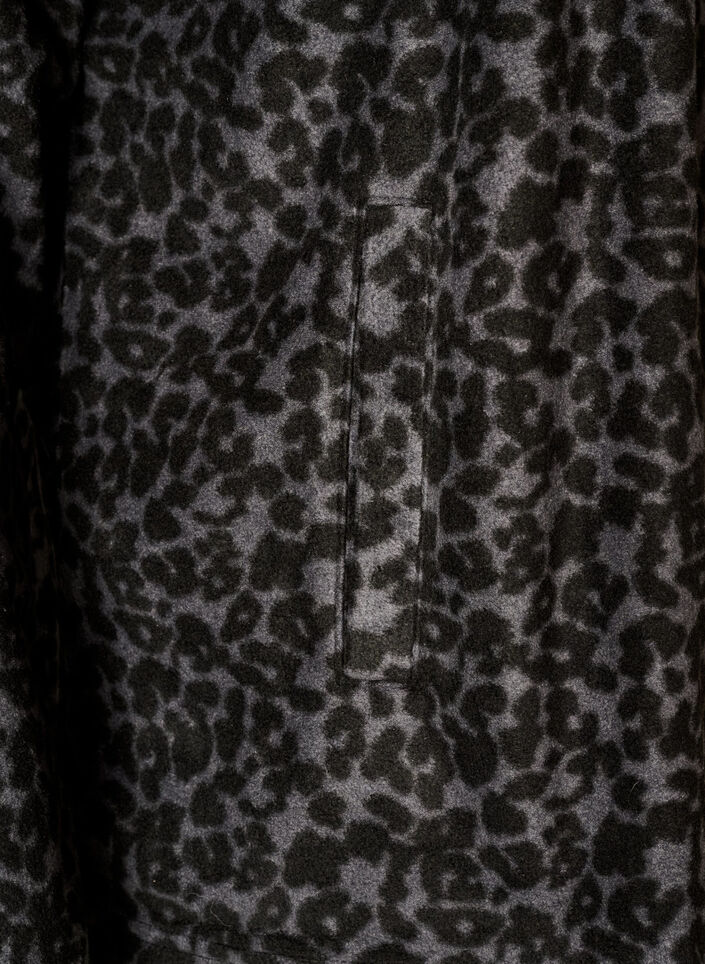 Kurtka polarowa w stylu leopardowym z wysokim kolnierzem, Czarne, Packshot image number 3