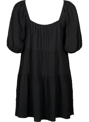 Krótka, trapezowa sukienka z dekoltem w szpic, Black, Packshot image number 1