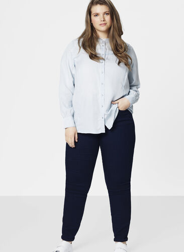 Bardzo obcisle jeansy Amy z wysokim stanem, Dark blue, Model image number 1