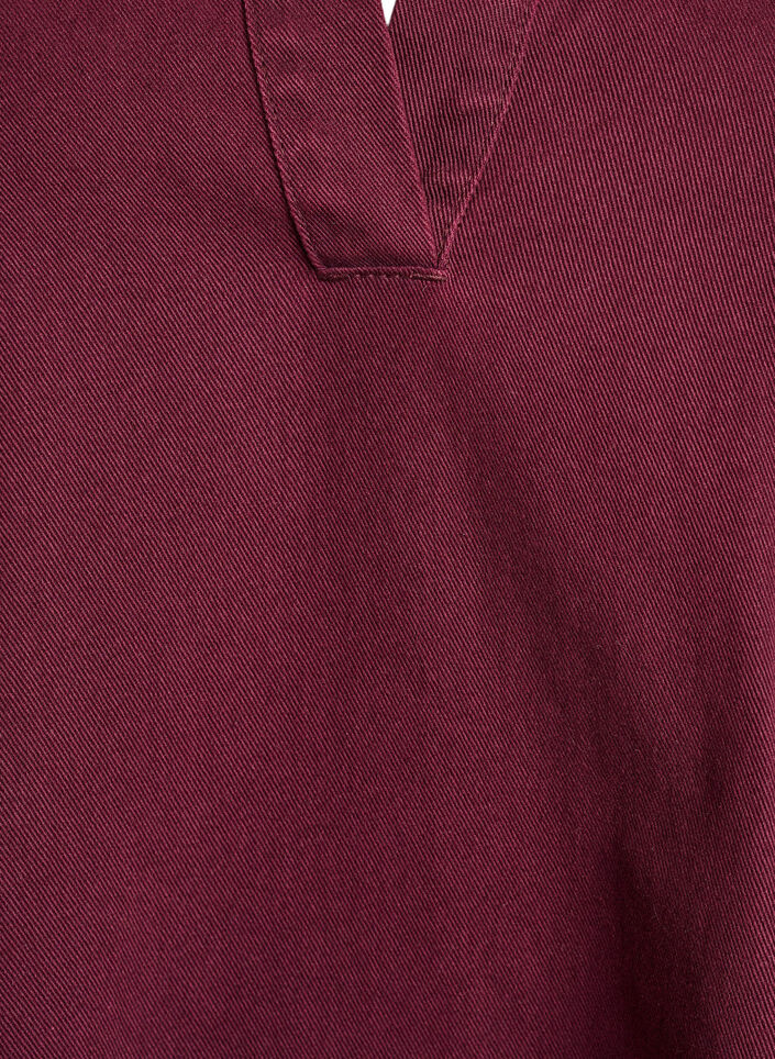 Krótka dzinsowa sukienka z kolnierzykiem i dekoltem w ksztalcie litery V, Czerwony, Packshot image number 2