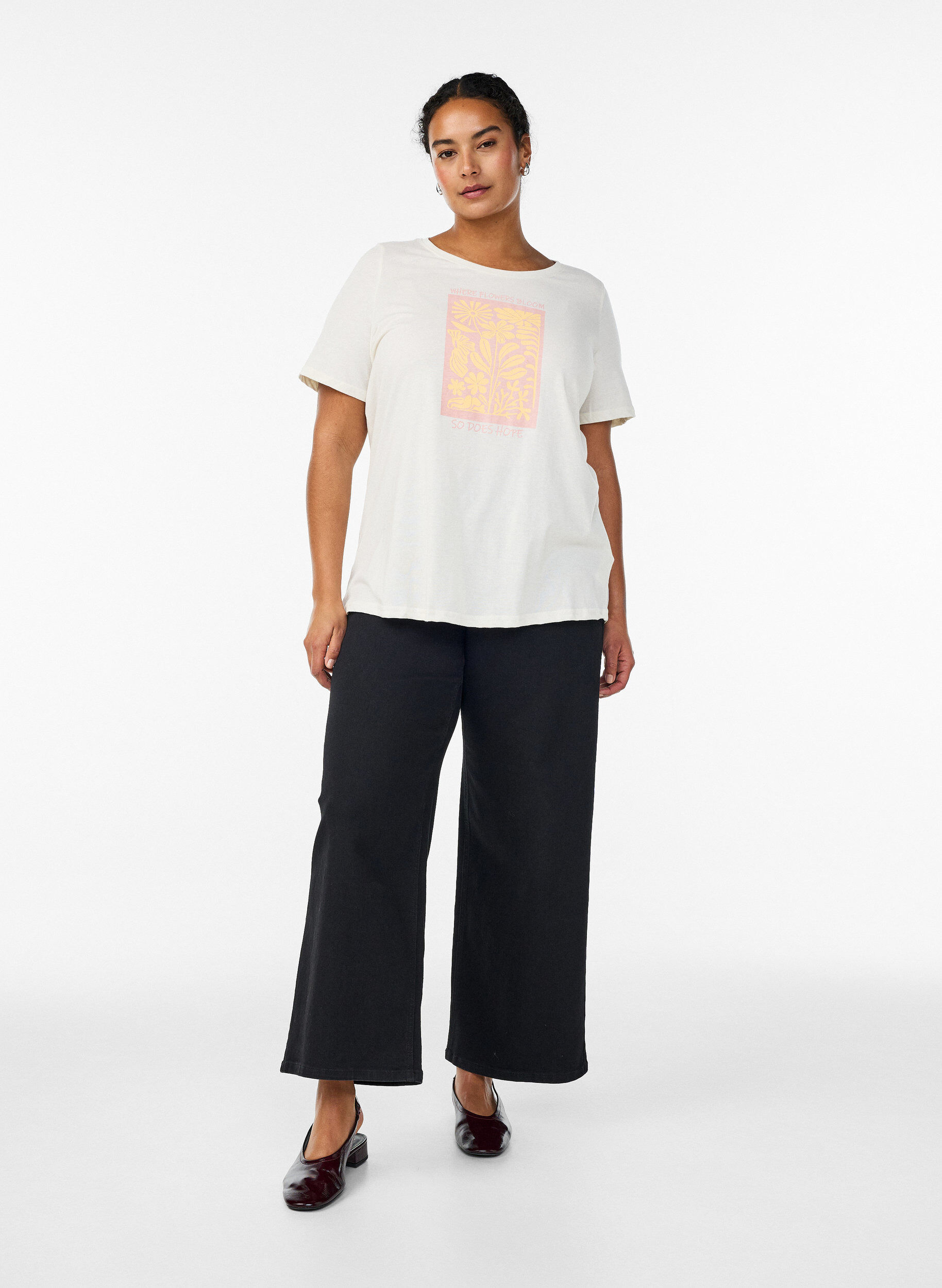 Zizzi Koszulka z nadrukiem, Biały, Model image number 1