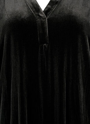  Welurowa sukienka z dlugim rekawem i dekoltem w szpic, Black, Packshot image number 2