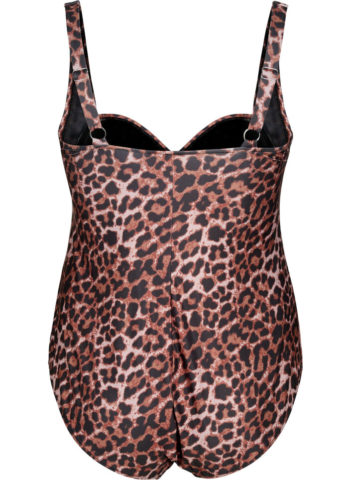 Strój kapielowy z draperia i miseczkami z wysciólka, Leopard, Packshot image number 1
