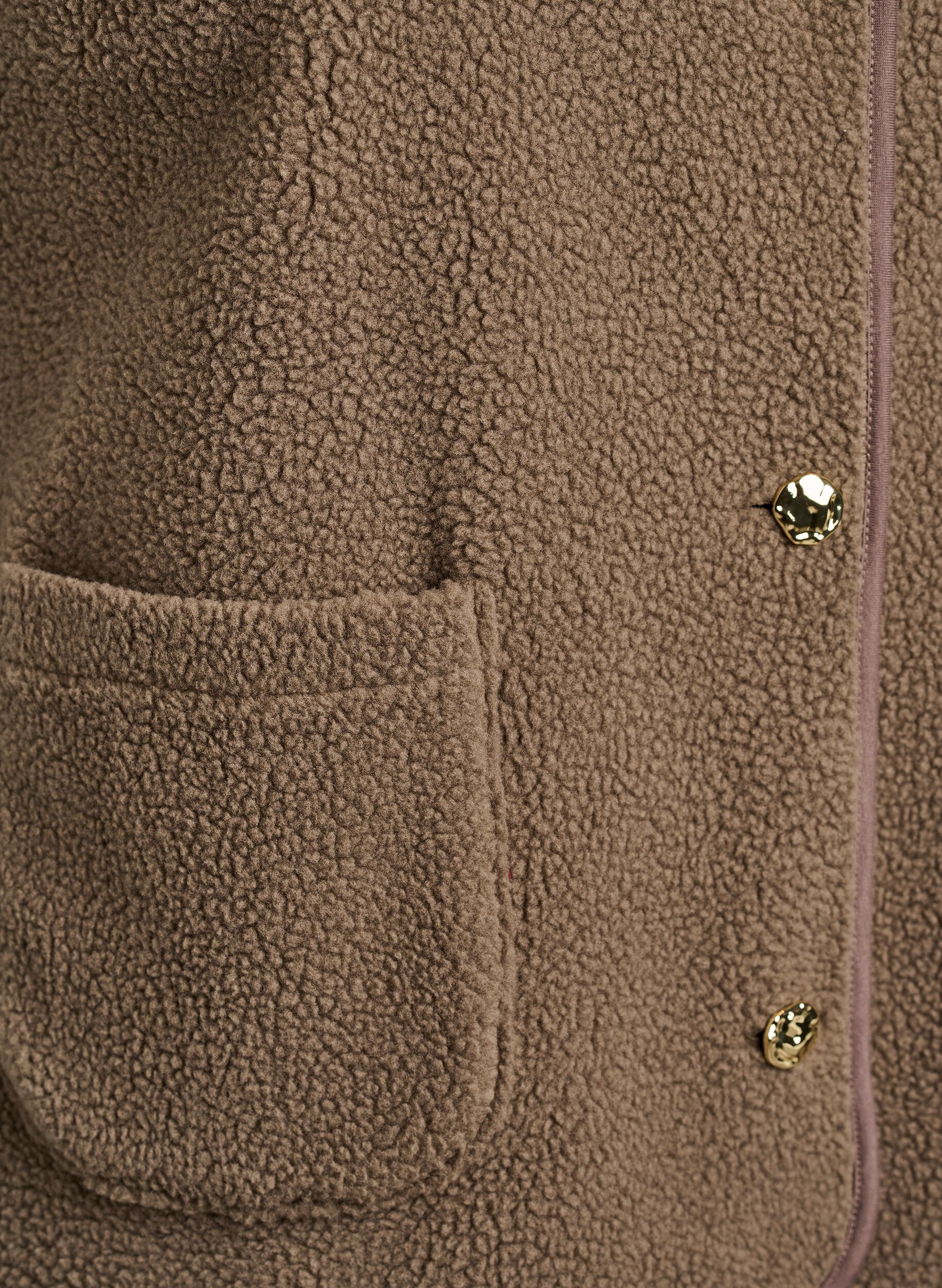 ZizziKamizelka Teddy z guziki i kieszeniami, Brązowy, Packshot image number 3