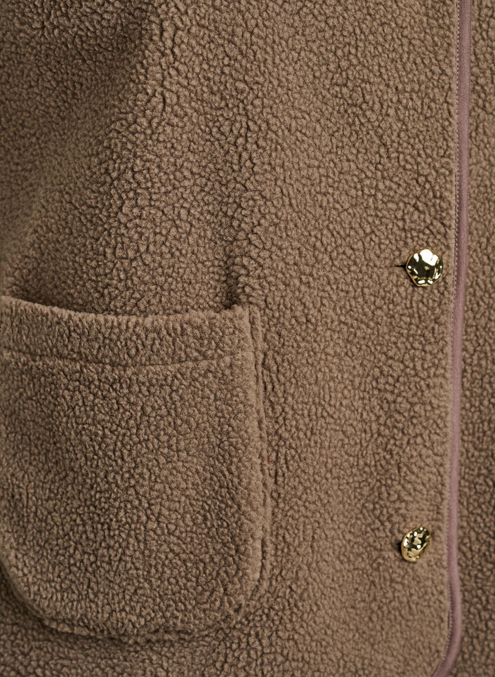 Kamizelka Teddy z guziki i kieszeniami, Brązowy, Packshot image number 3