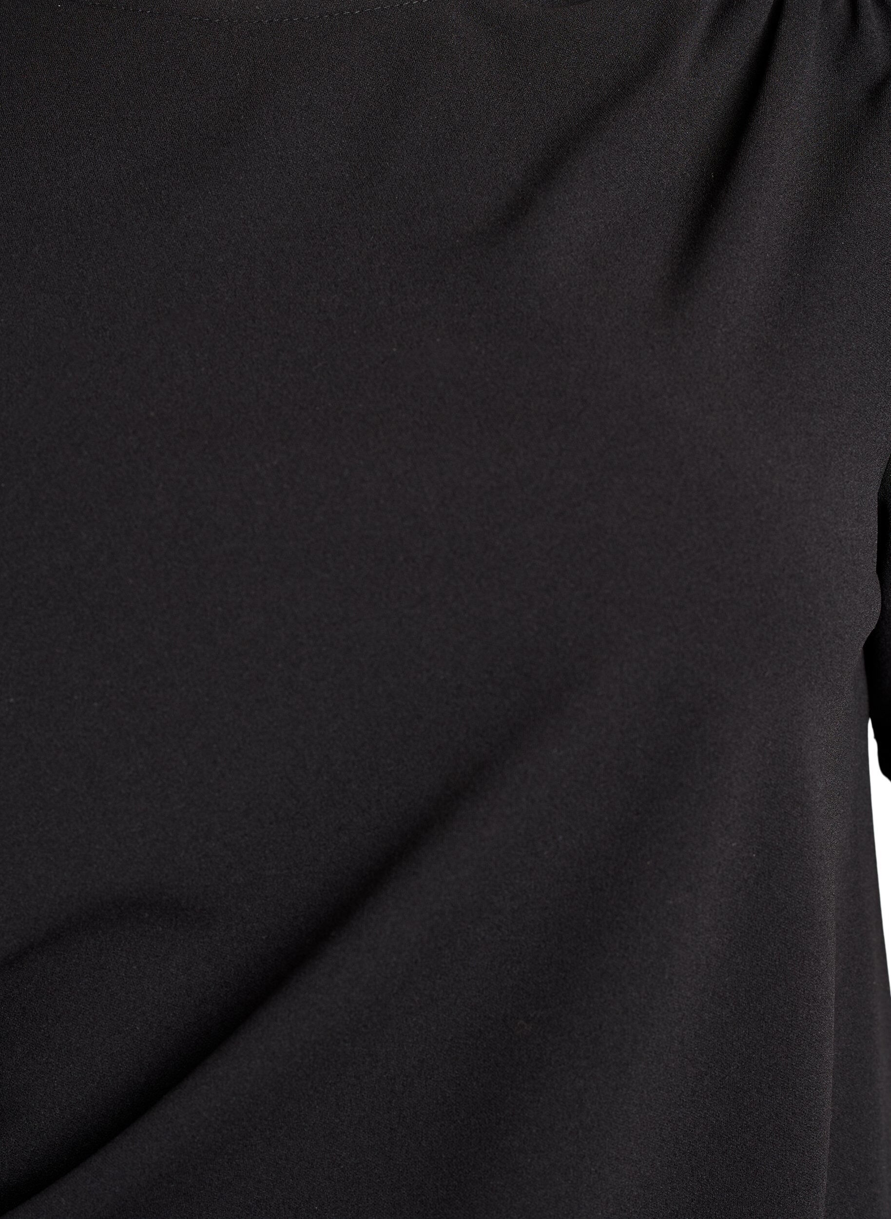 Zizzi Bluzka z kr&oacute;tkim rekawem, z marszczeniami i asymetrycznym wycieciem na dole, Czarne, Packshot image number 2