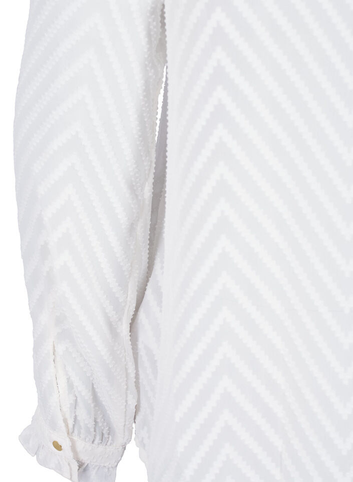 Bluzka koszulowa z marszczeniami i wzorzysta faktura, Snow White, Packshot image number 3