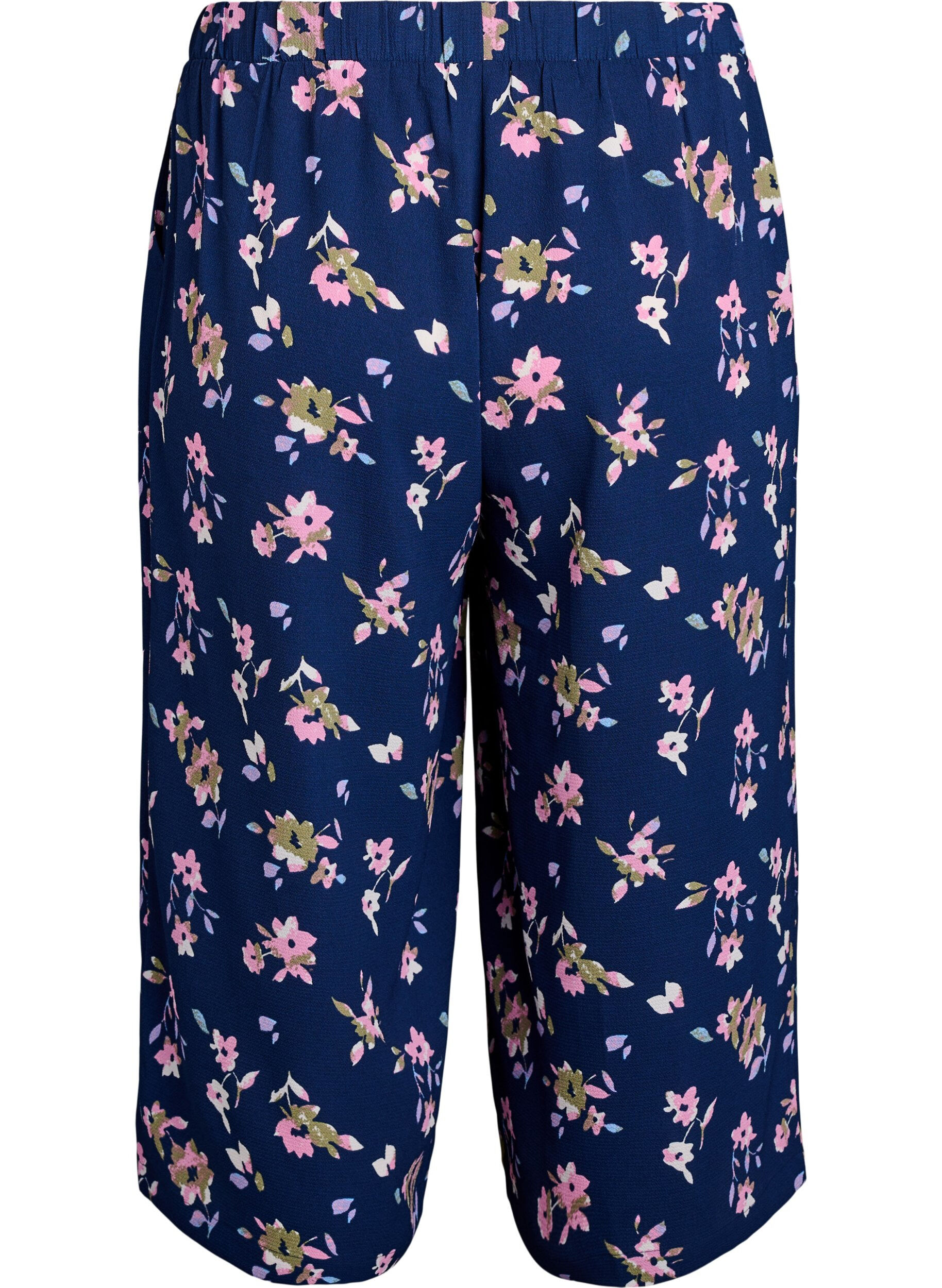 Zizzi Spodnie culotte z nadrukiem, Niebieskie, Packshot image number 1
