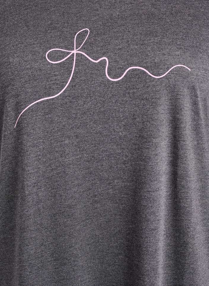 Koszula nocna z kr&oacute;tkim rekawem i nadrukiem tekstowym, Czarne, Packshot image number 2