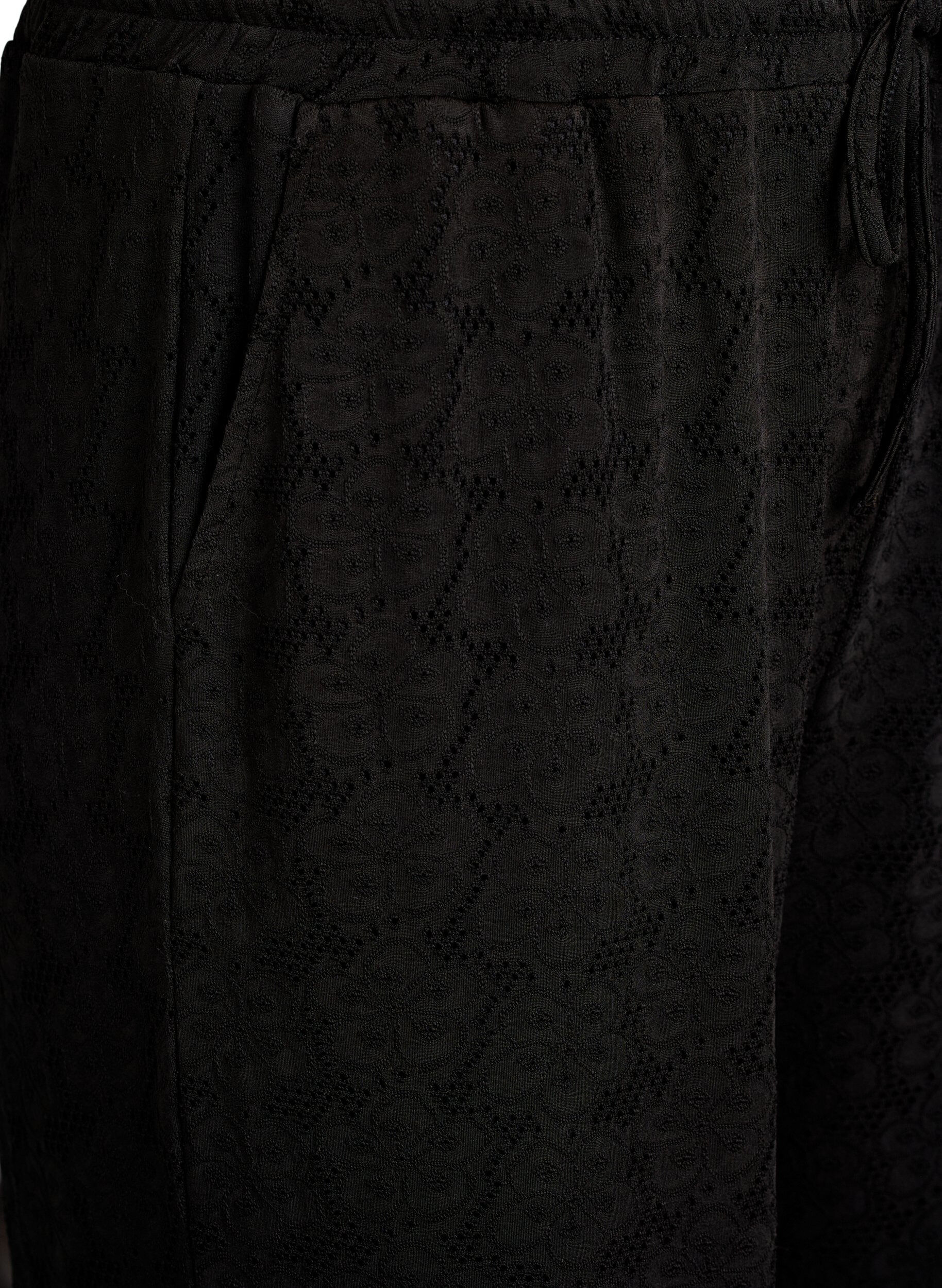 Zizzi FLASH - Spodnie z faktura i wysoka talia, Czarne, Packshot image number 2