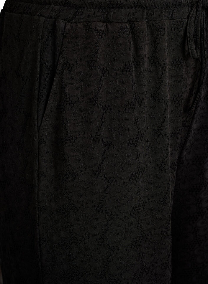 FLASH - Spodnie z faktura i wysoka talia, Czarne, Packshot image number 2