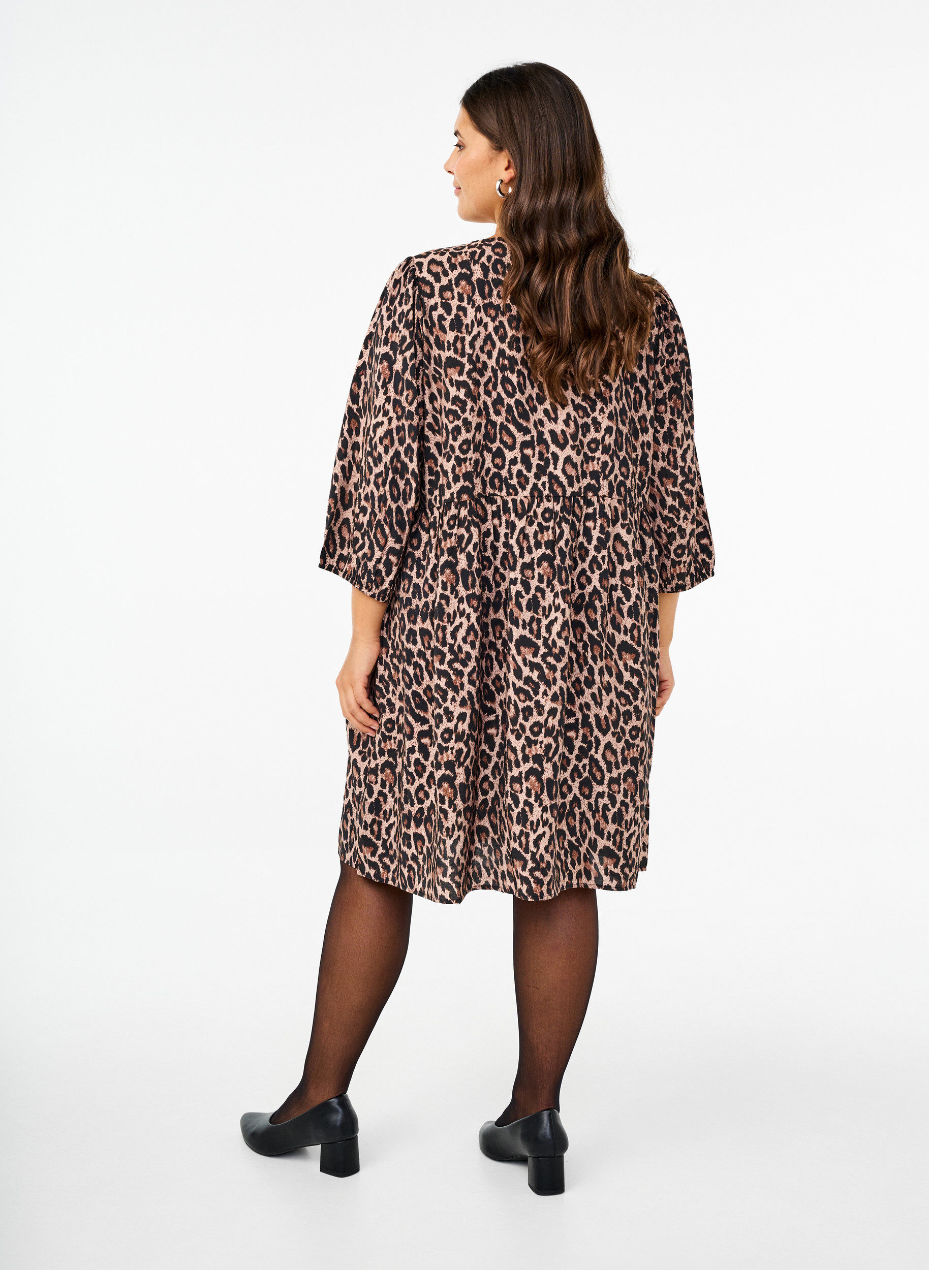 Zizzi Sukienka z kokardkami i rekawami 3/4, LEO AOP, Model image number 1