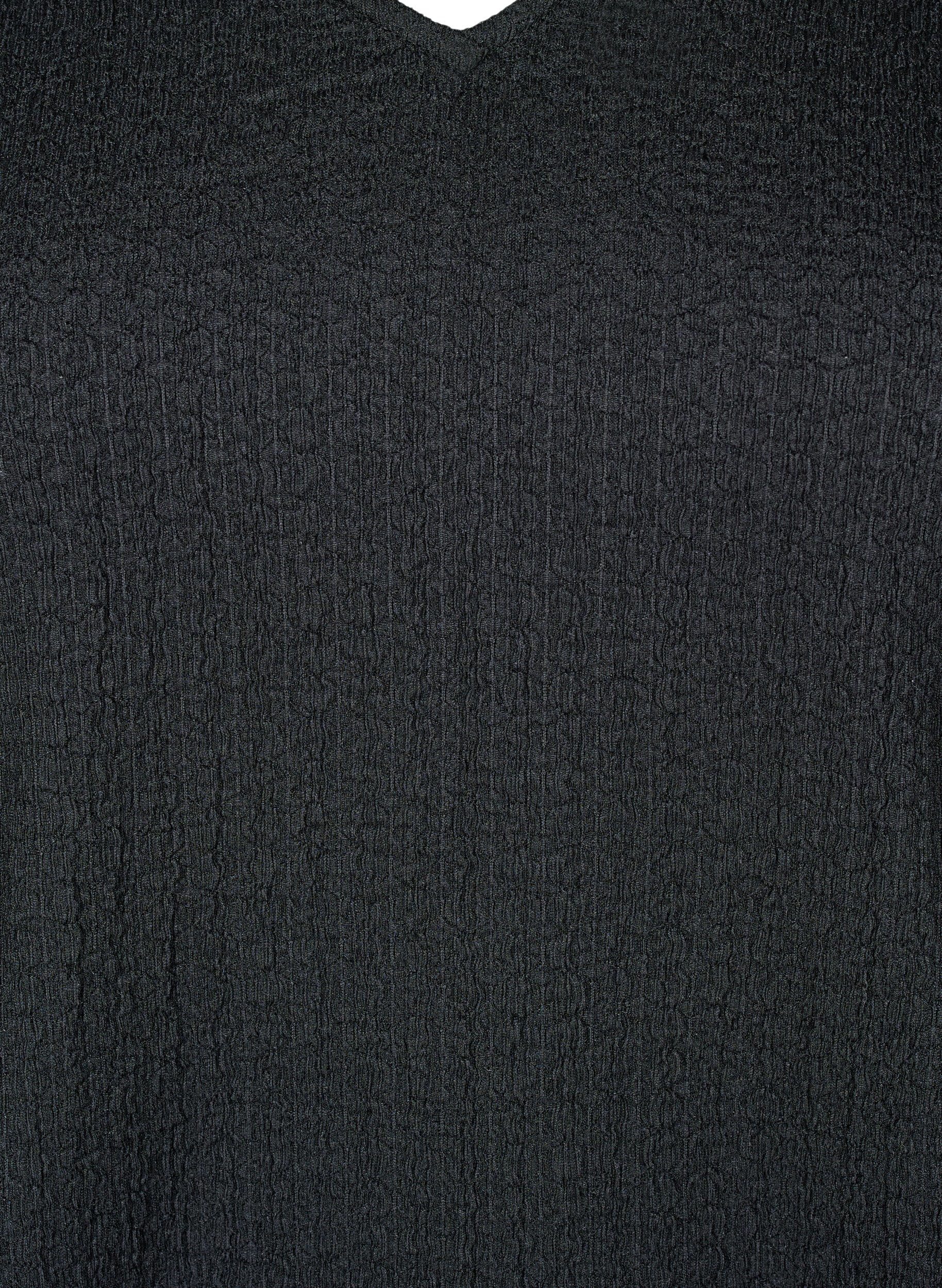 Zizzi FLASH - Bluzka z faktura i dlugimi rekawami, Black, Packshot image number 2