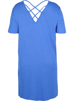Wiskozowa sukienka z krótkim rekawem i detalem z tylu, Dazzling Blue, Packshot image number 1