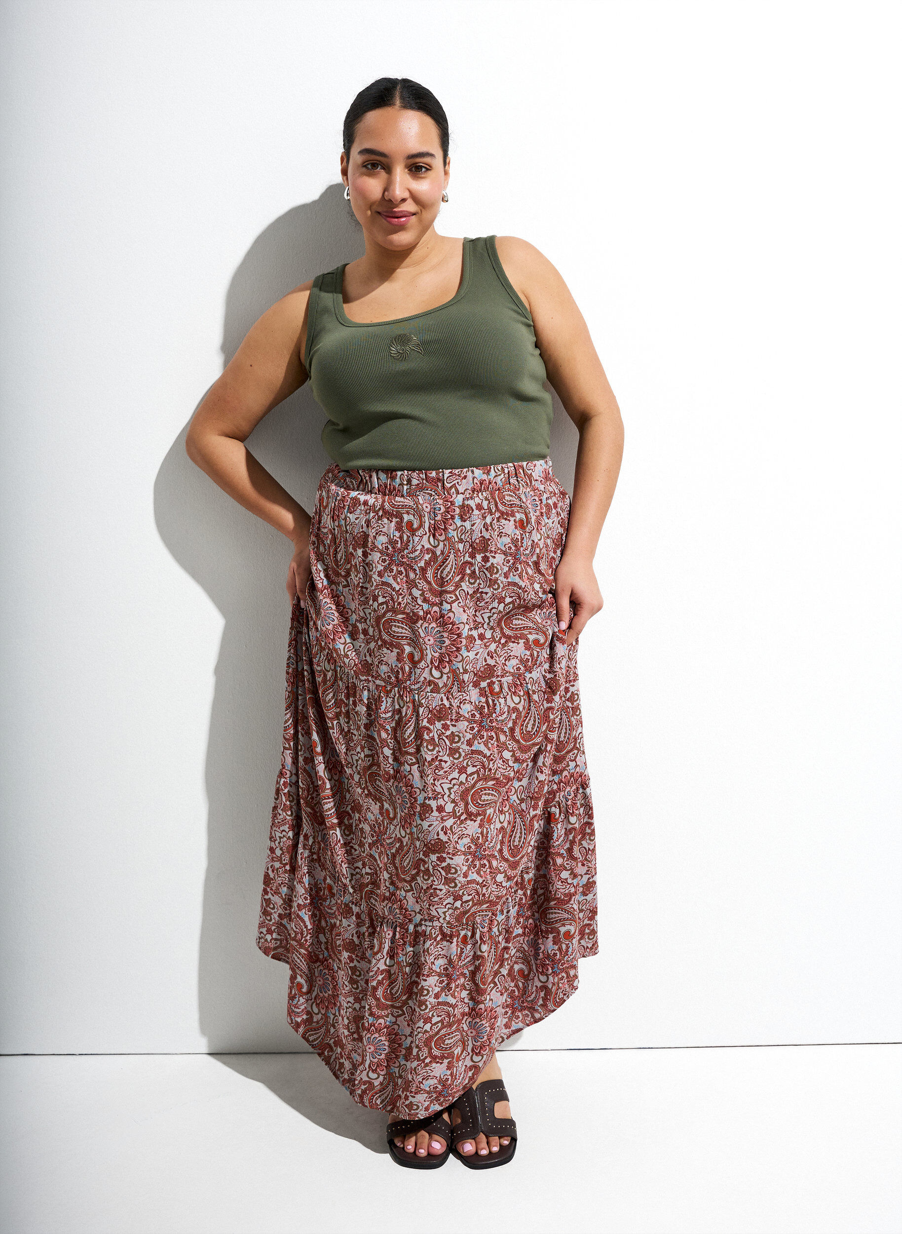 ZizziDopasowany top z motywem, Zielony, Image image number 0