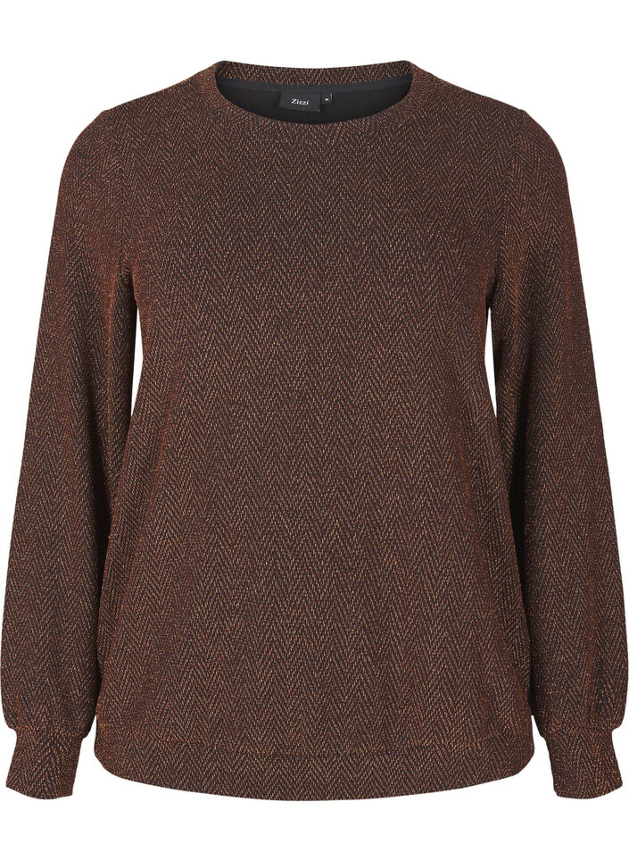 Bluzka z blyszczacym wzorem, Copper ZigzagShimmer, Packshot image number 0